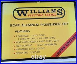 NEW Williams SP Daylight Aluminum 15 5 Car Passenger Set O gauge