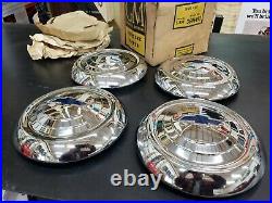 NOS GM 1951-53 Chevy Passenger Car Center Hub Cap Wheel Covers Set of 4 3696493