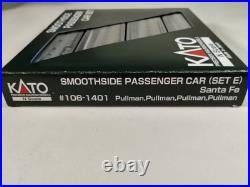 NOS KATO N Scale #106-1401 Smoothside Passenger Car Set E Santa Fe 4 Car Set