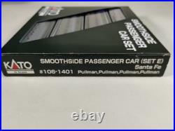 NOS KATO N Scale #106-1401 Smoothside Passenger Car Set E Santa Fe 4 Car Set
