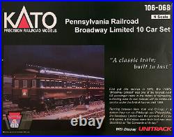 N Scale 106-068 Pennsylvania PRR Railroad Broadway Limited 10 Passenger Car Set