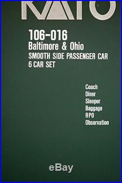 N-Scale KATO Baltimore & Oh RR Smooth Side Passenger Car Set 106-01 (Six Cars)