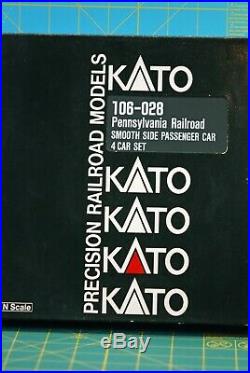 N-Scale KATO Pennsylvania RR Smooth Side Passenger Car Set 106-028 (Four Cars)