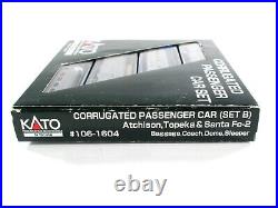 N Scale SANTA FE Corrugated Lightweight Passenger 4-Car Set B - KATO 106-1604