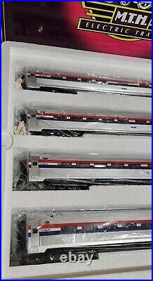 New Genuine Mth 20-6519 O Gauge Amtrak Amfleet 4-car Passenger Train Set