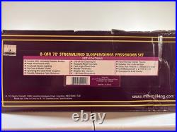 O Scale MTH Santa Fe 2 Car Streamlined Sleeper/Diner Passenger Set 20-66105 New