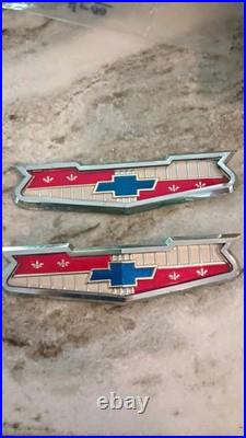 Original 1956 Chevy Passenger Car Hood Emblem/trim Set