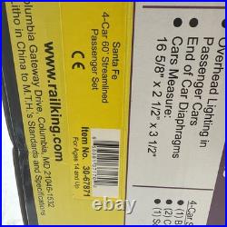 Rail King MTH Electric Train Santa Fe 4-Car Passenger Set 30-67871 New