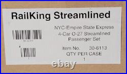 Railking O Scale Streamlined Passenger Set NYC Empire State Express 30-6113