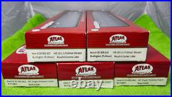 Set of 5 Atlas Passenger Cars HO scale Burlington Pullman