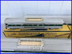 Very Nice Postwar American Flyer Set Of Four Boxed Green Stripe Passenger Cars