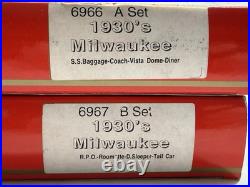 Vintage Rivarossi 1930's Milwaukee HO Passenger Car Set Unused NOS 6966 6967 NIB