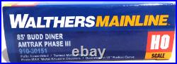 Walthers HO Mainline 85' Amtrak Phase III 4 CAR Passenger Set Coach Diner Lounge