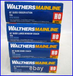 Walthers HO Scale VIA Canada Budd 85' Passenger Car Set Dome Observation NOS