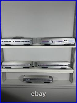 Williams Amtrak Passenger Car Set 5 Cars O Gauge Aluminum Silver Passenger Cars