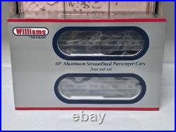 Williams Bachmann 43051 B&H 60' Aluminum Streamlined 4 Car Passenger Set O NEW