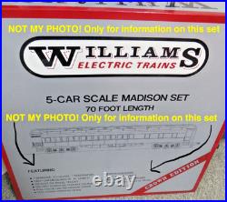 Williams Crown Ed Pennsylvania 70' Madison 5 Car Passenger Set Tested 3-Rail