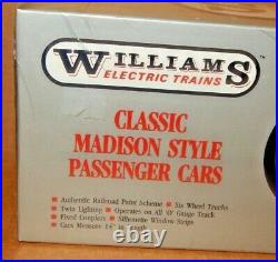 Williams Electric Trains O Sc. Set Of 4 Classis Madison Style Passenger Cars NIB