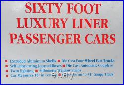 Williams O Ga Union Pacific Rr -60' Aluminum 4-passenger Car Set Ln