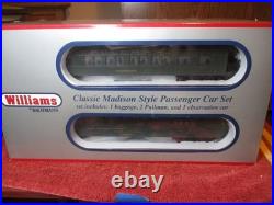 Williams O Gauge 43471 Green 60 Ft Pullman Madison 4 Car Passenger Set NIB